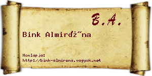 Bink Almiréna névjegykártya